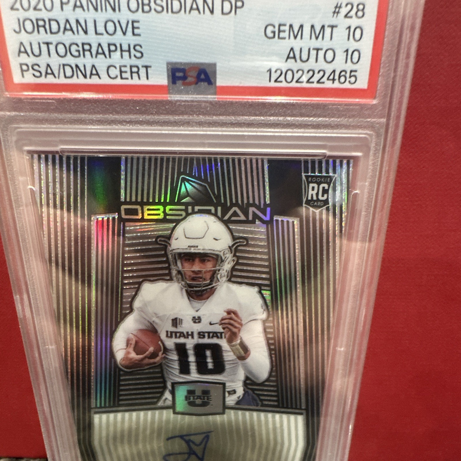 Panini 2020 Obsidian DP Jordan Love RC Auto PSA 10 numbered /25 view 2