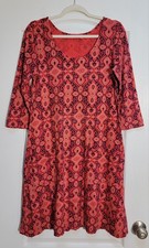 Fresh Produce Dalia Dress Small Boho Printed Lagenlook 100% Cotton Made In USA
