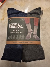Eddie Bauer Men's 6-Pack Trail Sock Shoe Size 6-12 Blue Pack