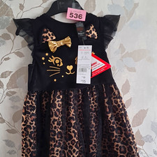 Tesco Girls Cat Leopard Print Fancy Dress Costume Dress Black Age 2-3 Halloween