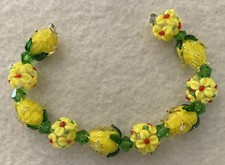 New 6.5  Strand Exquisite Flower Buds/Round Floral LampWork Glass Beads 13-14mm