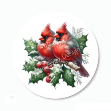 WINTER MALE CARDINALS CHRISTMAS STICKERS HOLIDAY PARTY FAVORS ENVELOPE SEALS