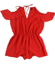 Be Bop Womens Scoop Neck Romper Jumpsuit, Red, X-Large