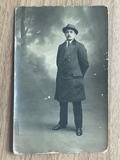 Vintage Postcard Romania 1920s Studio Fashion Man Real Photo