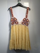 ZARA Yellow Crochet Babydoll Mini Dress Size  Medium (EUR) Boho