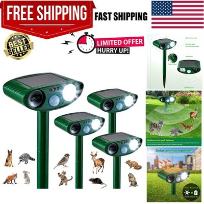 Solar-Powered Ultrasonic Animal Repellers - 4 Pack for Safe Wildlife Control