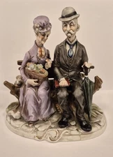 Vintage Lefton Porcelain Old Elderly Couple On Bench Timeless Love