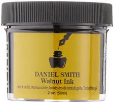 Walnut Ink 2oz Jar Natural Walnut Husk Color Lightfast Non Acidic Brush & Pen