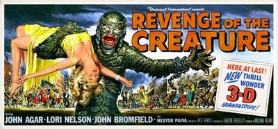 REVENGE OF THE CREATURE (1955) fully restored billboard 27'' x 58'' movie poster!