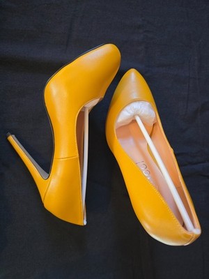 Aachcol Women Platform 5'' Pump Heels Yellow Size 8.5,