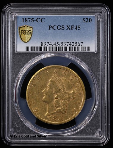 1875-CC $20 Gold Liberty Head Double Eagle PCGS XF45