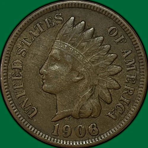 1906 Indian Head Cent Choice Extremely Fine XF+ Coin #36842