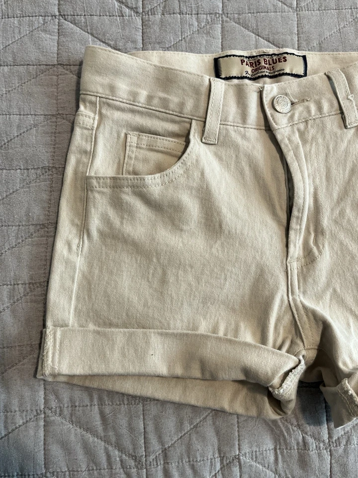 Pantalones Cortos Paris Azul Mujer Junior Talla 1 Beige Denim Puño Enrollado Elastizado De Colección Foto 2 de 4