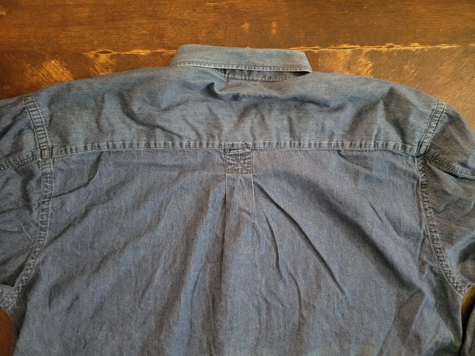 Camisa Corvette Botón De Colección Para Hombres 2XL Azul Denim Bordado Bandera Logo XXL Foto 4 de 4