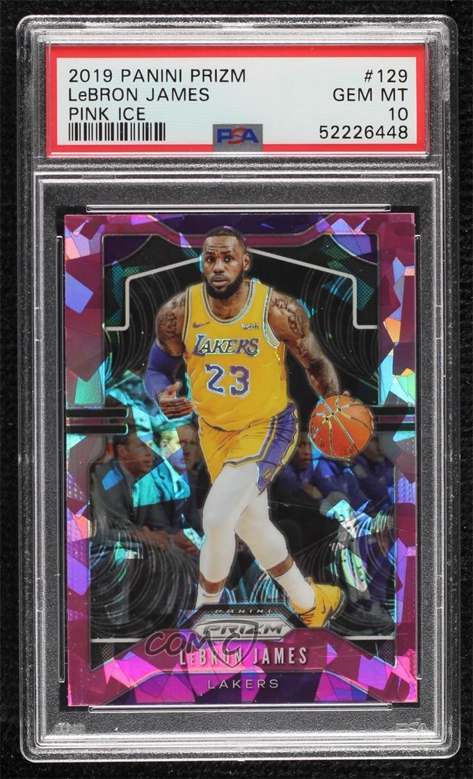 2019-20 Panini Prizm Pink Ice Prizm LeBron James #129 PSA 10 GEM MT 0l1d