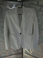 Mango 100 Linen Jacket great Condition Size XS White Button Front
