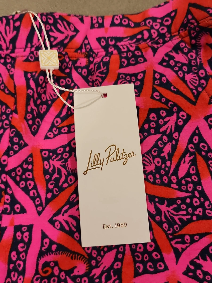 Nuevo con etiquetas Pantalón Lilly Pulitzer Mini Mallie Terry Fruta de la Pasión Rosa Estrella Búsqueda 6-7