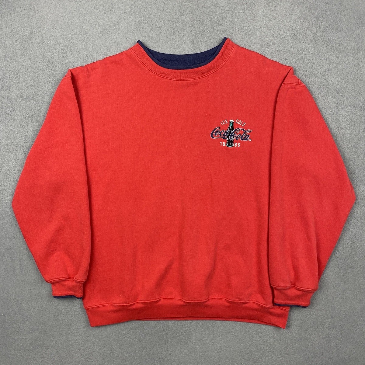 Vintage Coca Cola Sweater Adult M Red Fleece Coke Promo Sweatshirt