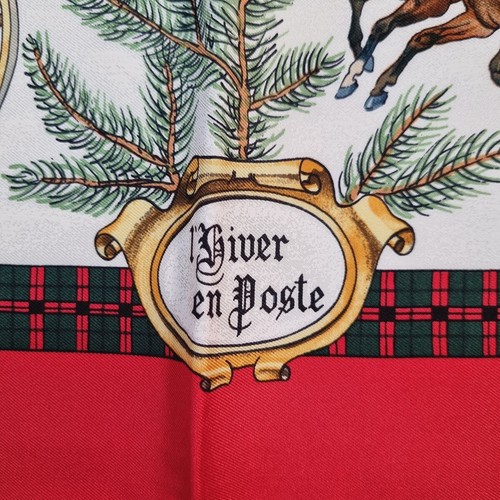 RARE VINTAGE HERMES Silk Scarf "L'Hiver en Poste" Carre 90 by Philippe Ledoux - Picture 11 of 17