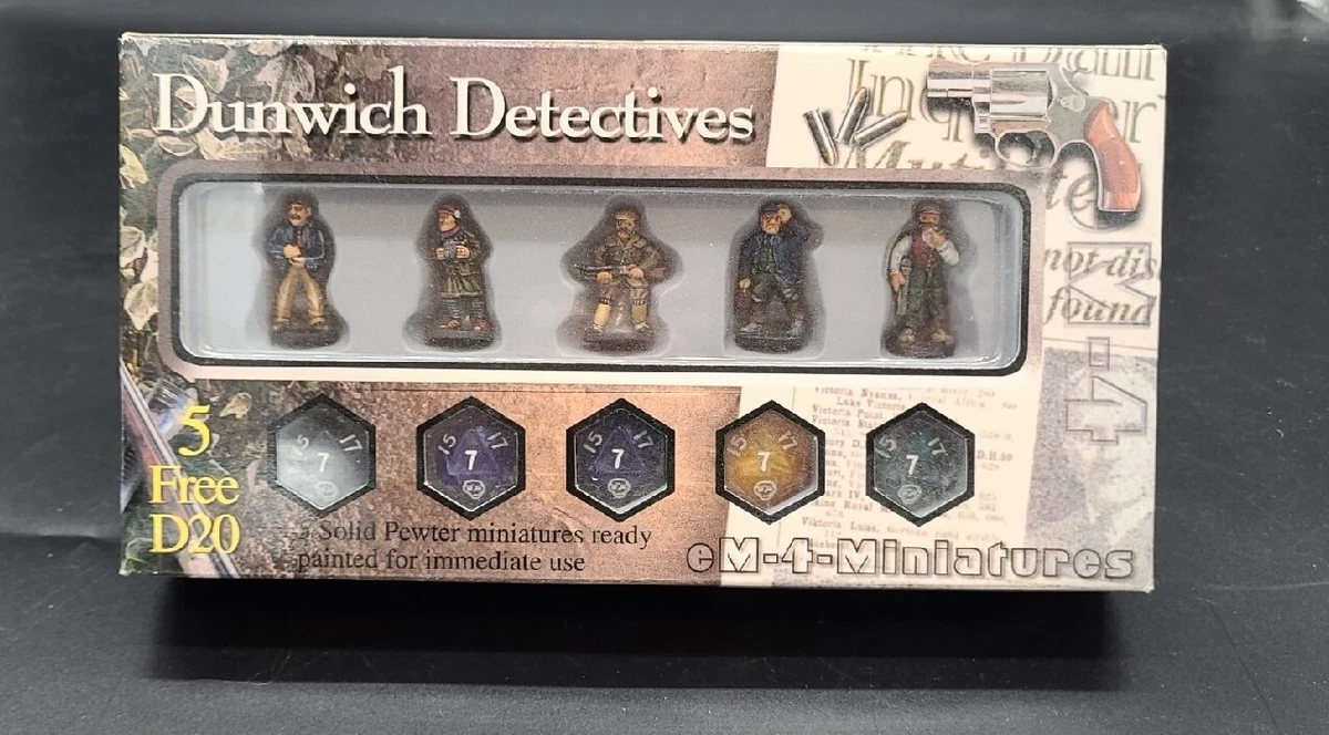 Dunwich Detectives Cthulhu EM-4-Miniatures 5 painted figures set with 5 D20  B | eBay
