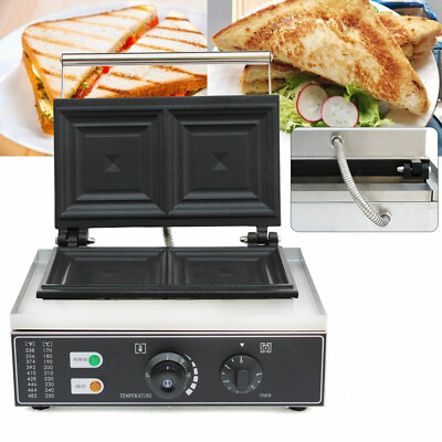 Commercial Sandwich Maker Electric Sandwich Toaster Machine w/ Nonstick Plate