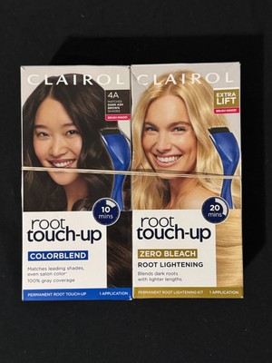 Set of 2 Clairol Root Touch-Up Colorblend Zero Bleach 4A Ash Brown & Extra Lift