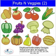 Embroidery Design Set - Fruits N Veggies(2) - 13 Designs - 9 Formats - USB Stick