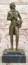 Signed Original Young Mozart Playing Violin Bronze Sculpture Figurine Artwork