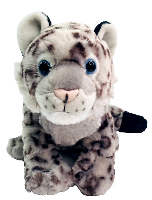 Wild Republic Gray Blue Eyes Leopard 12'' Plush Stuffed Animal