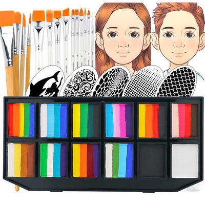 Bowitzki Professional Halloween Makeup Kit Face Paint Practice board Brushes Kit