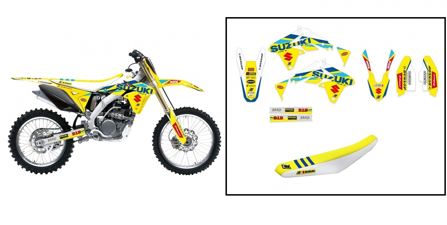 Kit déco complet Suzuki RM-Z 450 stickers carénage et housse selle cross 2008-2017