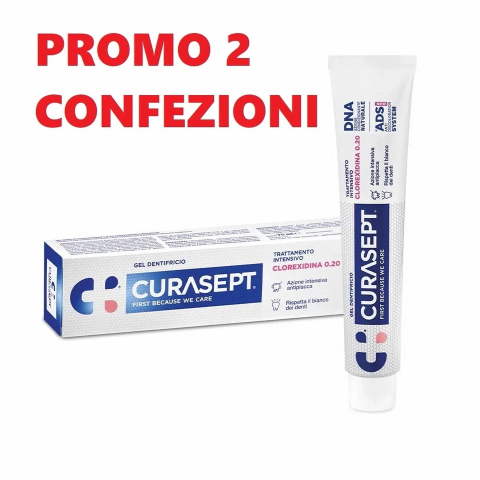 CURASEPT SPA ►PROMO◄ 2 CURASEPT DENTIFRICIO ADS Clorexidina 0,20 Tratt. Intensivo 2 X 75 ml