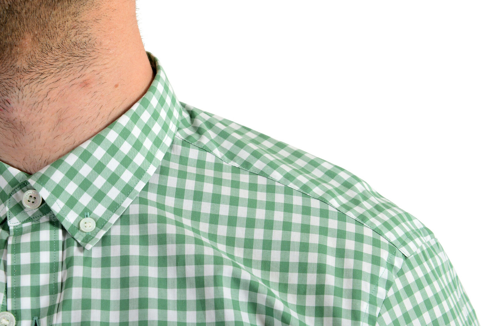 Burberry Men's Green White Plaid Long Sleeve Button Down Shirt US XL IT 54