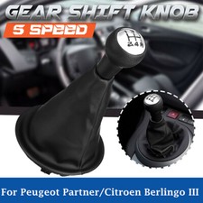 5 Speed Manual Gear Shift Knob Pu Leather Boot For Peugeot Partner 2008-2018