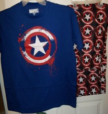 Marvel Captain America Pajama Pants Lounge PJ 2 Piece Set Mens Size Large NWT