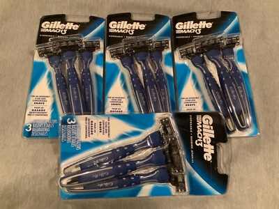 ~ 4 Packs Brand New Gillette Mach 3 Disposable Razors 3 Ct Each  ~