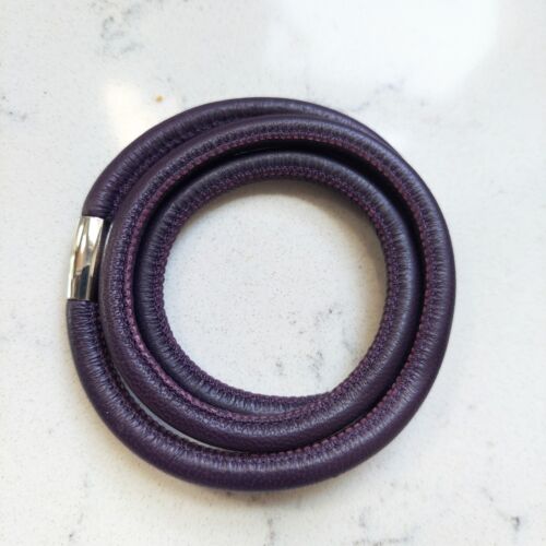 Endless Leather Charm Bracelet Purple Triple Wrap Magnetic Clasp - Picture 2 of 4