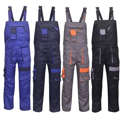 Contrast Painters Work Wear Bib and Brace Overall Coverall Dungaress Heavy Duty