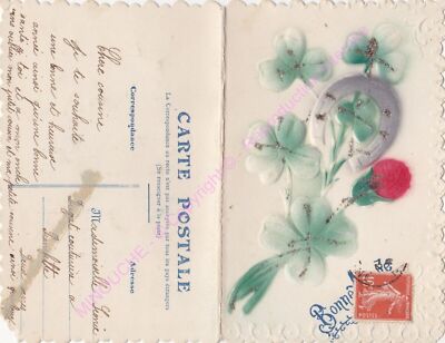 CPA Gaufree Geprägt Bonne Année Kleeblätter Eisen à Cheval ca1912