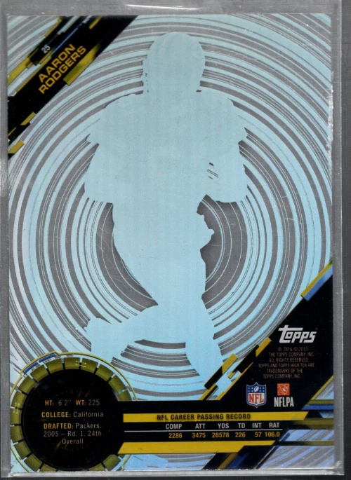 B4124- 2015 Topps High Tek Spiral #25 Aaron Rodgers - NM-MT - Image 2 of 2