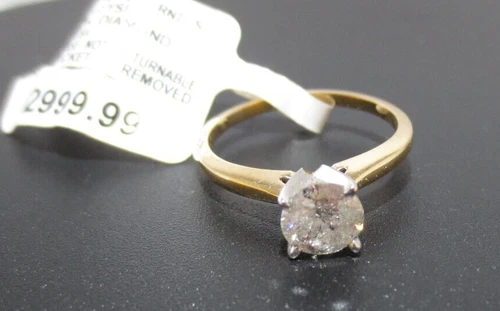 $2999 14K YG ROUND DIAMOND ENGAGEMENT RING 1.00 ct SZ 7 2.50 grams (G128413)