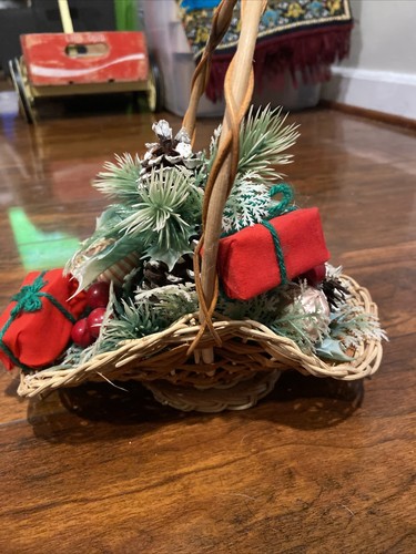 Christmas Pine Cone & Red Berry 8โ Basket Decor - Picture 2 of 7