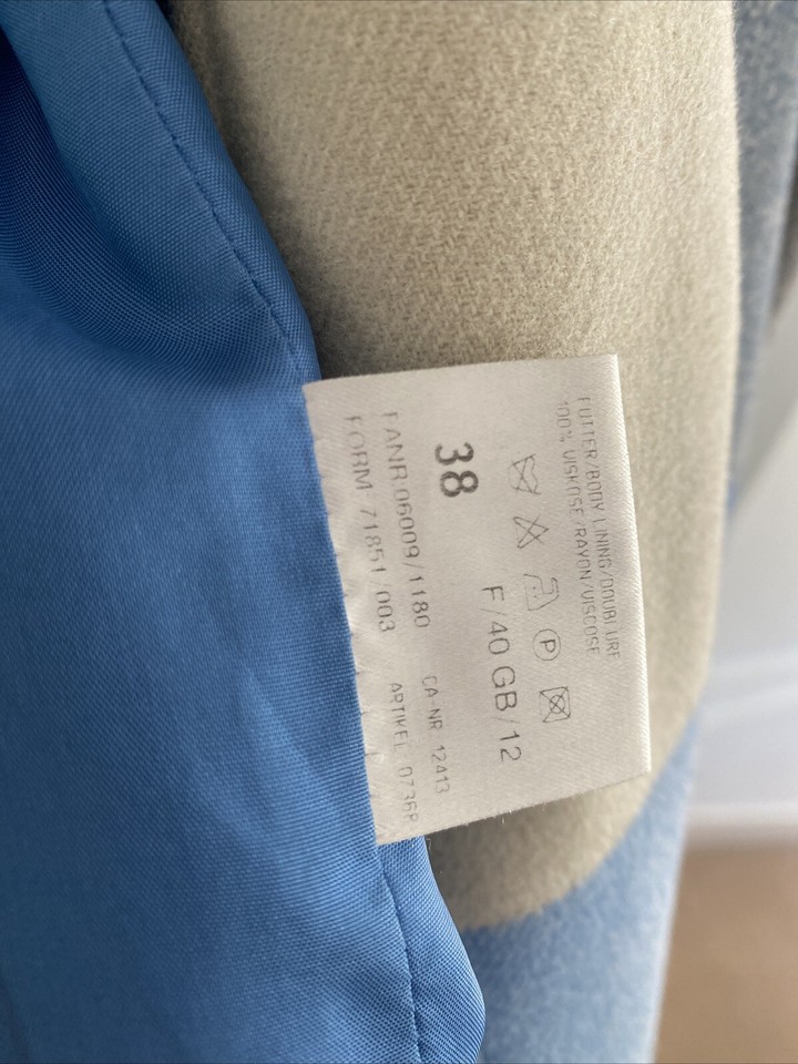 BASLER 1980s Vintage Blue Check Jacket Check Wool Uk 12 metal buttons