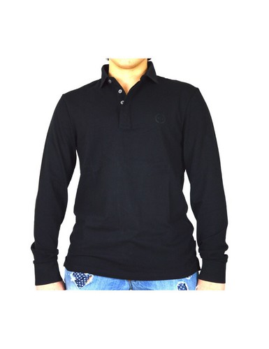 ARMANI EXCHANGE polo manica lunga manica lunga cotone nera 8NZF79 | eBay