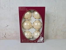 Vintage Rauch Victoria Collection Glass Ball Ornament Set of 6 Vanilla