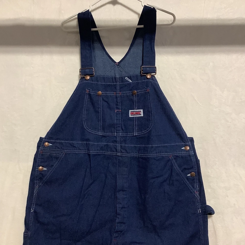 Mono de mezclilla Big Mac de colección espalda cuadrada baberos hecho en EE. UU. ropa de trabajo para hombre 46x30 Foto 4 de 4