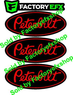 FACTORY EFX 3 Custom Peterbilt Grille Hood Decal Emblems Truck Black & Red 359 378 379 353