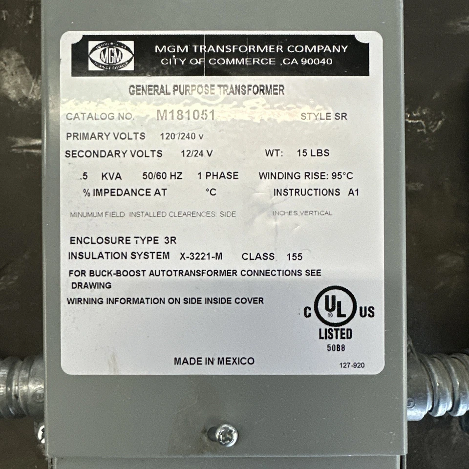 MGM Transformer Company M181051 Buck/Boost Box PAR 10/10 Estado Usado Probado Foto 2 de 4