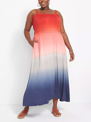 Lane Bryant Maxikleid Übergröße 18/20 22/24 bunt ombre Taschen