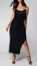 Nasty Gal  Tassel Beaded Strappy Midi Dress • UK 8 • WORN ONCE 